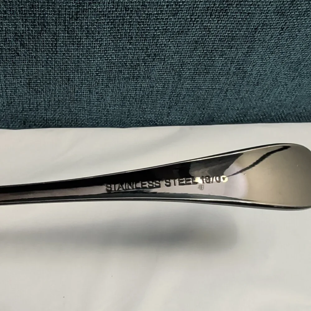 Set of 8 Black Stainless Steel Spoons 18/0 Modern Onyx Flatware Table Spoons Set